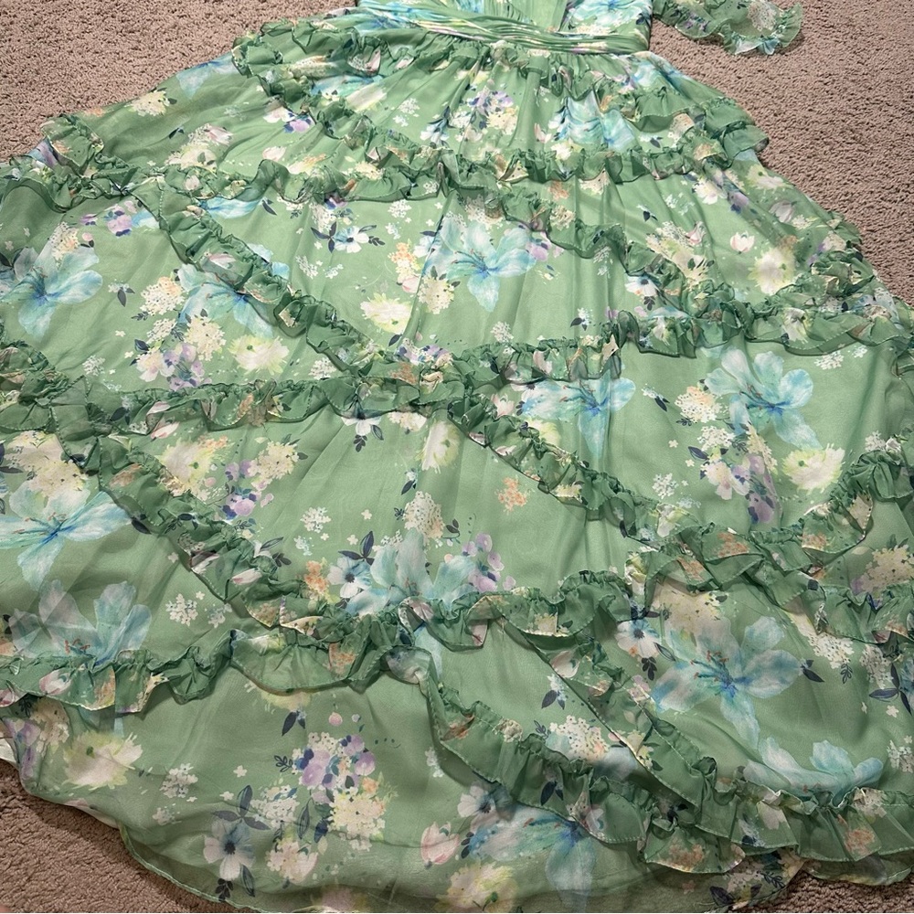 Mac Duggal Green Floral Maxi Dress - Picture 8 of 14